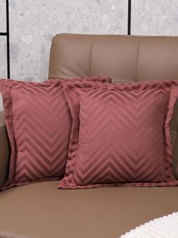 Saral Home - Pink Chevron Damask Cotton Cushion Cover (Pack Of 2)