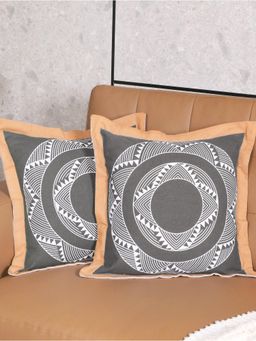Saral Home - Grey Mela Printed Cotton Cushion Covers (Pack Of 2)