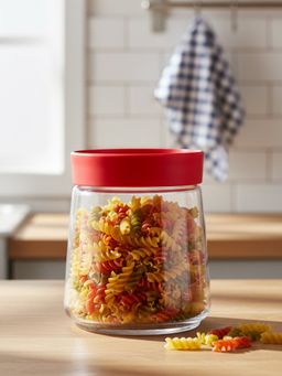 Luminarc - Transparent 500 Ml Swing Jar with Red Lid