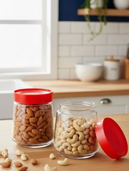 Luminarc - Transparent 500 Ml Swing Jar with Red Lid