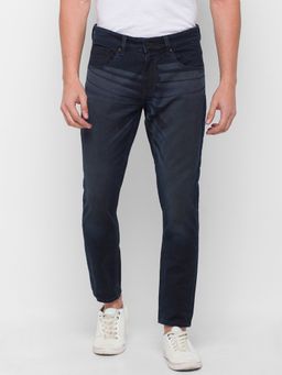 Spykar - Mens Mid Blue Slim Fit Tapered Length Clean Look Mid Rise Jeans Kano