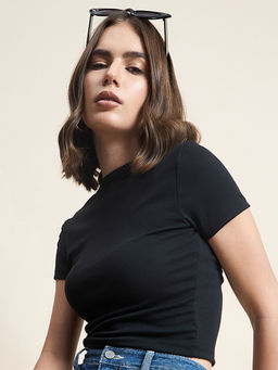 98 Degree North - Women Black Round Neck T-Shirt