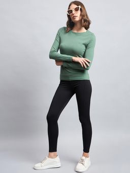 98 Degree North - Women Green Round Neck T-Shirt