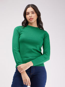 FableStreet - Livsoft Essential Round Neck Knit-bottega Green