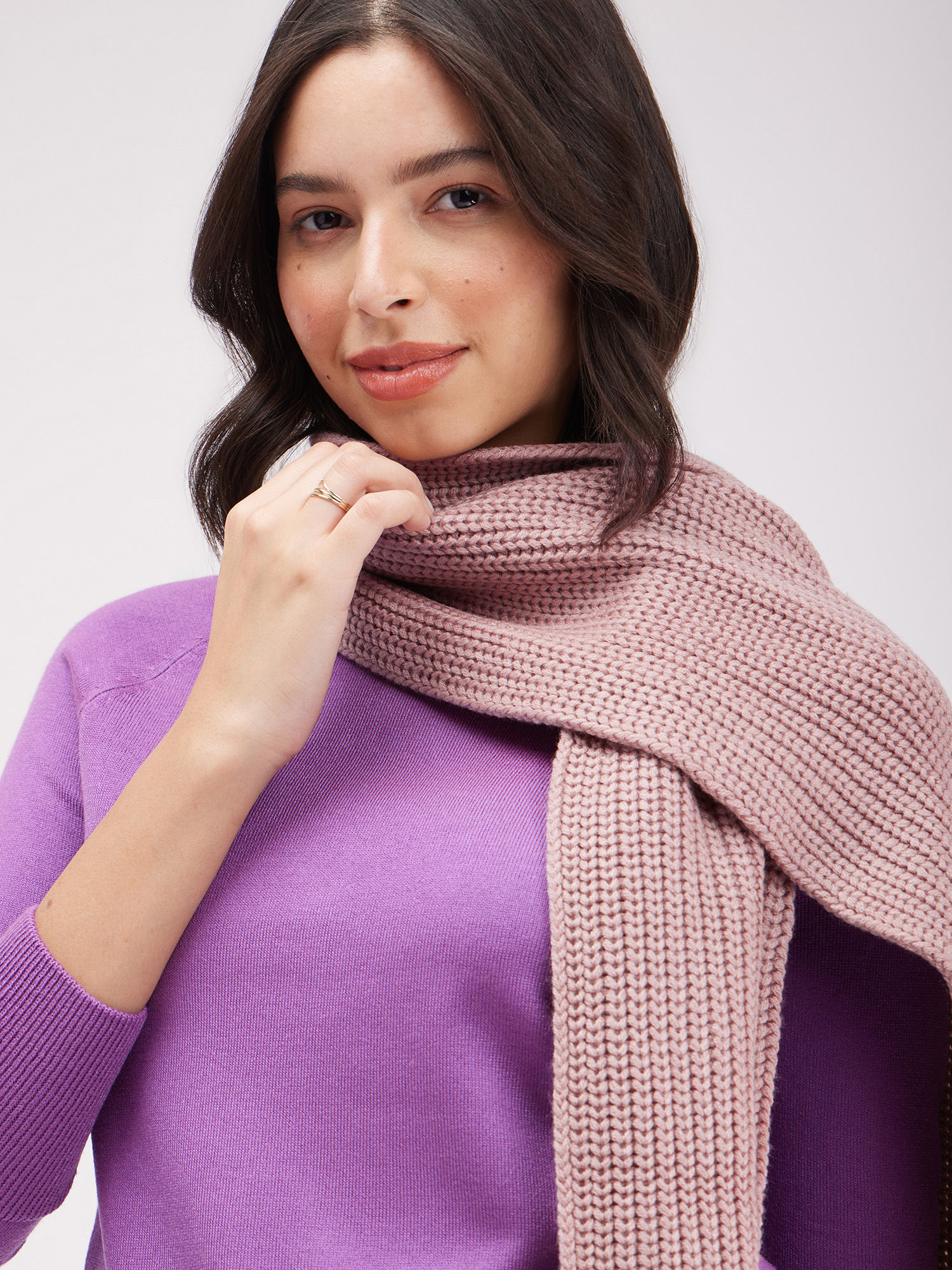 Buy FABLE STREET Textured Knit Muffler-Dusty Pink Online