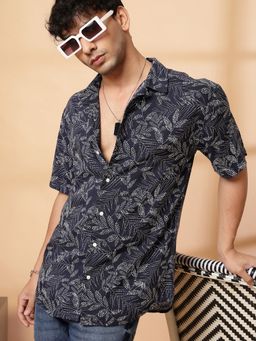 RIGO - Men's Blue Printed Casual Shirt