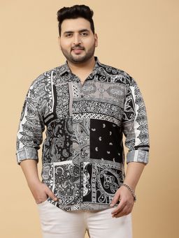 RIGO - Men's Black Printed Full Sleeve Shirt