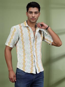 RIGO - Men's Crochet Knitted Zig-Zag Shirt