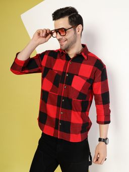 RIGO - Oversized Checked Red Shirt
