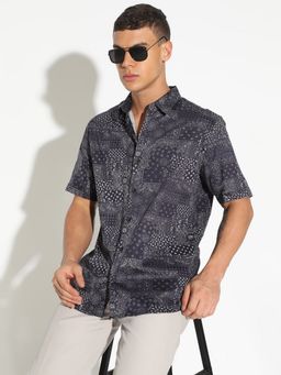 SHOWOFF - Men's Navy Blue Casual Shirt