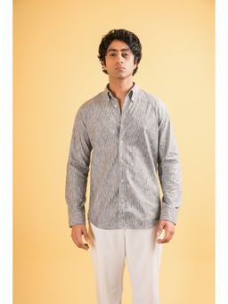 J.LINUM Co - Graphite Stripe Linen Blended Shirt