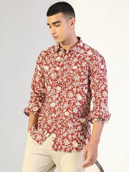SHOWOFF - Men's Maroon Casual Shirt