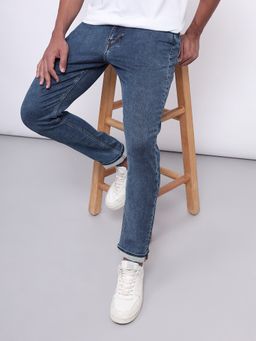 Lee - Men's Blue Bruce Skinny Fit Mid Rise No Fade Jeans