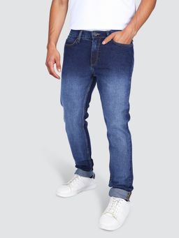 Lee - Men's Blue Bruce Skinny Fit Mid Rise Heavy Fade Jeans