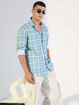 SHOWOFF - Men's Turquoise Casual Shirt