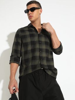 SHOWOFF - Men's Green Casual Shirt