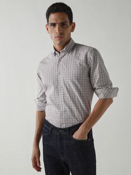 Reid & Taylor - Men's Wear Checks Full Sleeve White Shirt