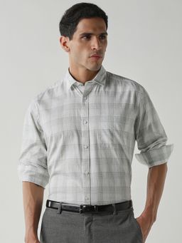 Reid & Taylor - Men's Wear Checks Collar Neck White Shirt