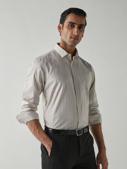 Reid & Taylor - Men's Wear Striped Beige Shirt