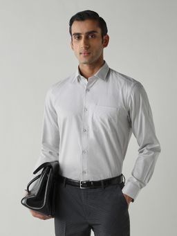 Reid & Taylor - Men's Wear Collar Neck Striped Grey Shirt