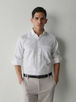 Reid & Taylor - Men's Wear Self Design White Shirt