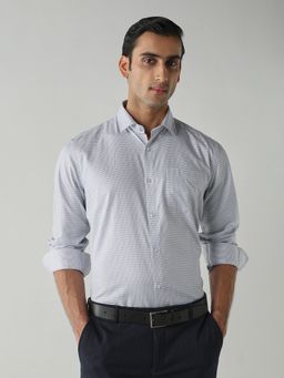 Reid & Taylor - Men's Wear Self Design Blue Shirt