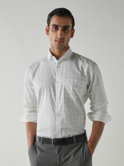 Reid & Taylor - Men's Wear Checks Front Pocket White Shirt
