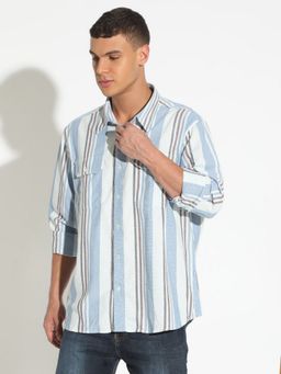 SHOWOFF - Men's Blue Casual Shirt