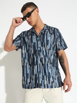 SHOWOFF - Navy Blue Men's Casual Shirt