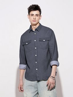 SHOWOFF - Men's Casual Navy Blue Shirt