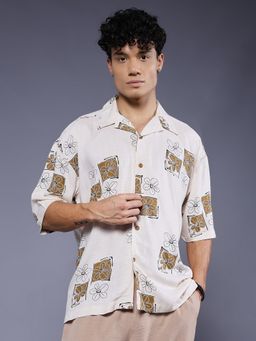 PRONK - Men's Brown Casual Oversized Shirt