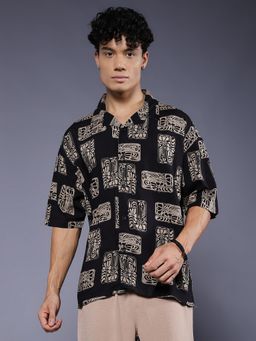 PRONK - Men's Black Casual Oversized Shirt