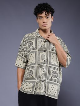 PRONK - Men's Beige Casual Oversized Shirt