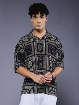 PRONK - Men's Black Casual Oversized Shirt