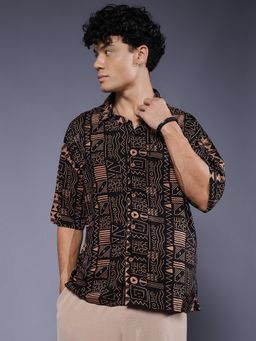 PRONK - Men's Black Casual Oversized Shirt