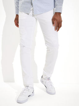 American Eagle - Men White AirFlex+ Patched Skinny Jeans