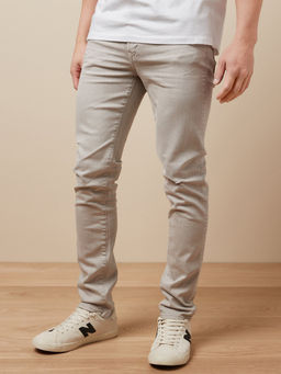 American Eagle - Men Cream AirFlex+ Distressed Skinny Jeans