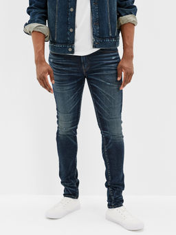 American Eagle - Men Navy AirFlex+ Distressed Skinny Jeans
