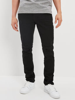 American Eagle - Men Black AirFlex+ Patched Slim Jeans