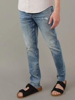 American Eagle - Men Blue AirFlex+ Distressed Slim Jeans