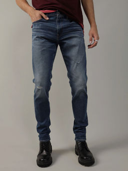 American Eagle - Men Blue AirFlex+ Ripped Skinny Jeans