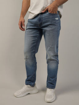 American Eagle - Men Blue AirFlex+ Ripped Slim Jeans