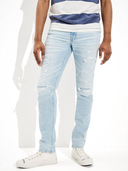 American Eagle - Men Blue AirFlex+ Patched Slim Jeans