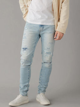 American Eagle - Men Blue AirFlex+ Patched Athletic Skinny Jeans