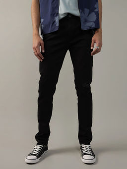 American Eagle - Men Black AirFlex+ Ripped Skinny Jeans