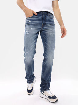 American Eagle - Men Blue AirFlex+ Ripped Slim Straight Jeans