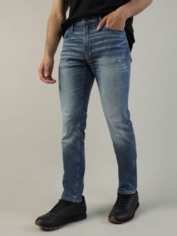 American Eagle - Men Blue AirFlex+ Ripped Slim Jeans