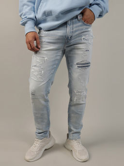 American Eagle - Men Blue AirFlex+ Patched Athletic Skinny Jeans