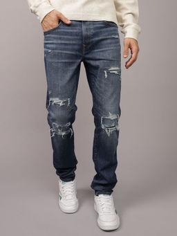 American Eagle - Men Blue AirFlex+ Ripped Slim Jeans
