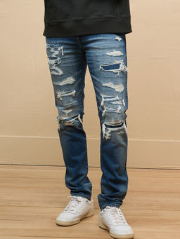 American Eagle - Men Blue AirFlex+ Patched Athletic Skinny Jeans